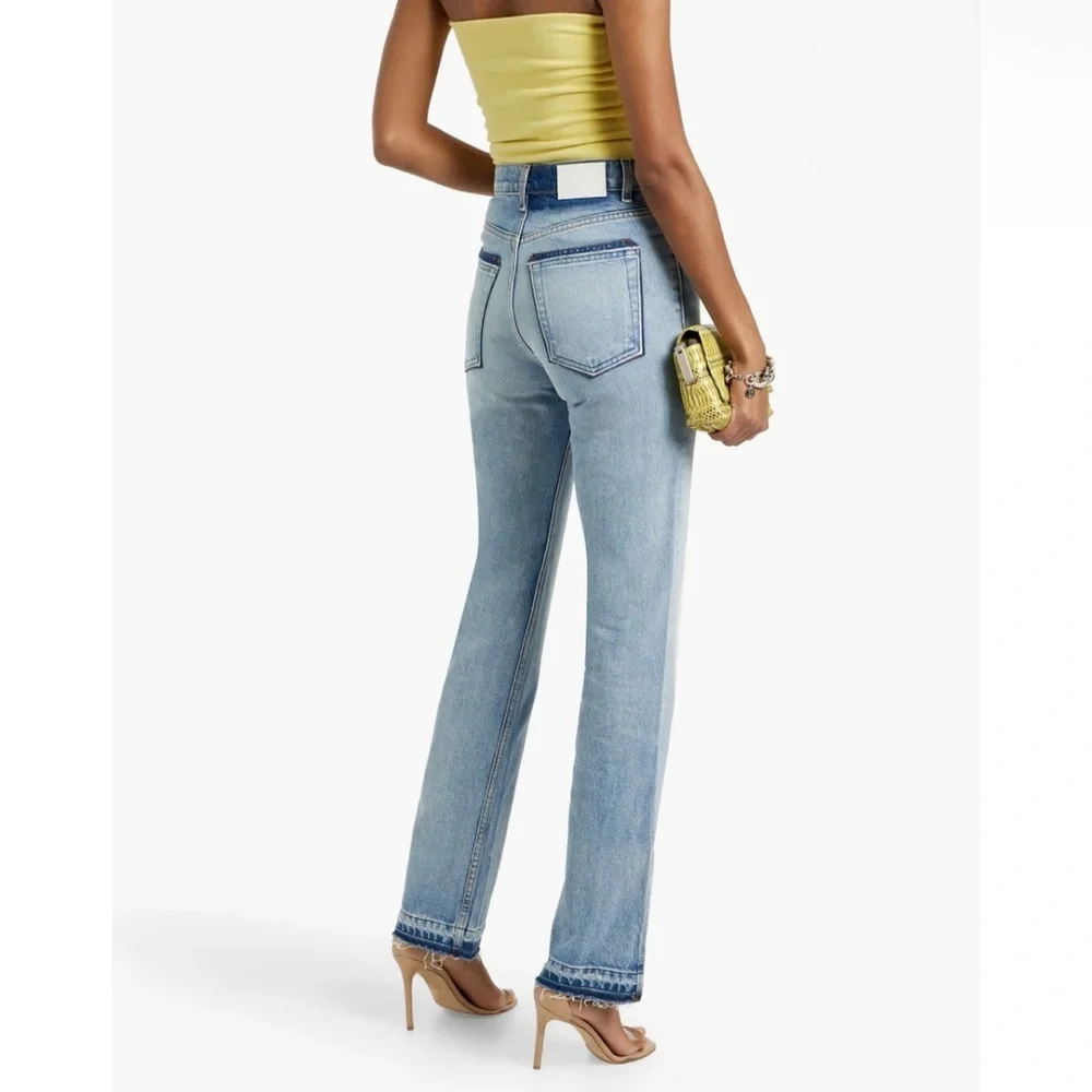 EB Denim jeans Unraveled Two Newport frayed high-rise straight-leg Flares 28